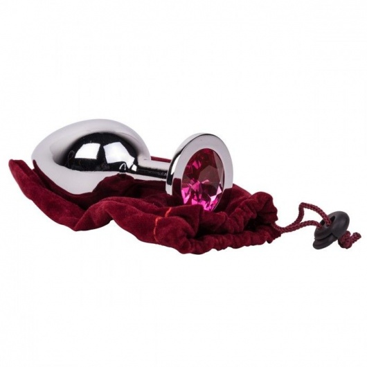 Большой стальной плаг с розовым кристаллом Pink Bubble Gum - 9,5 см. - Erotic Fantasy - купить с доставкой в Челябинске