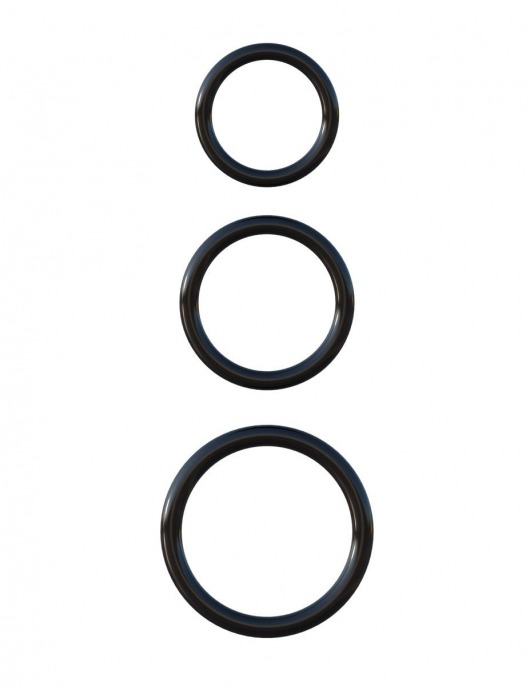 Набор из трех черных эрекционных колец Silicone 3-Ring Stamina Set - Pipedream - в Челябинске купить с доставкой