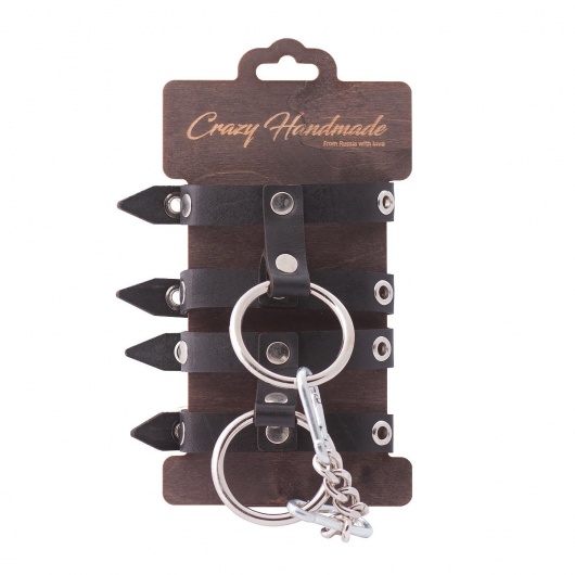 Черные однослойные наручники из натуральной кожи - Crazy Handmade - купить с доставкой в Челябинске