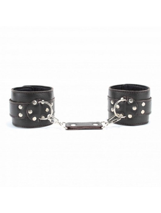 Коричневые оковы из мягкой кожи на металлической цепочке - БДСМ Арсенал - купить с доставкой в Челябинске