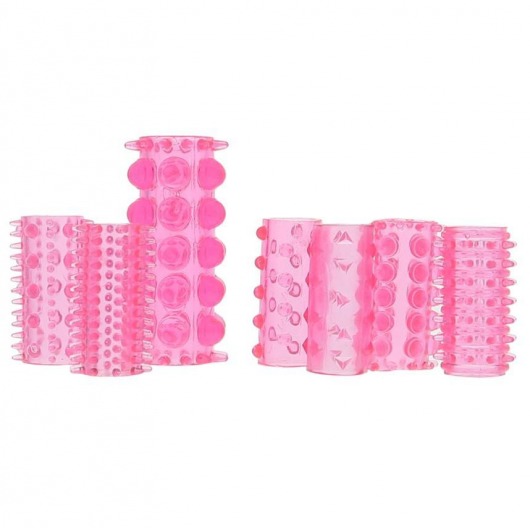 Набор из 7 розовых насадок на пенис ONE-A-DAY PENIS SLEEVES PINK - Seven Creations - в Челябинске купить с доставкой