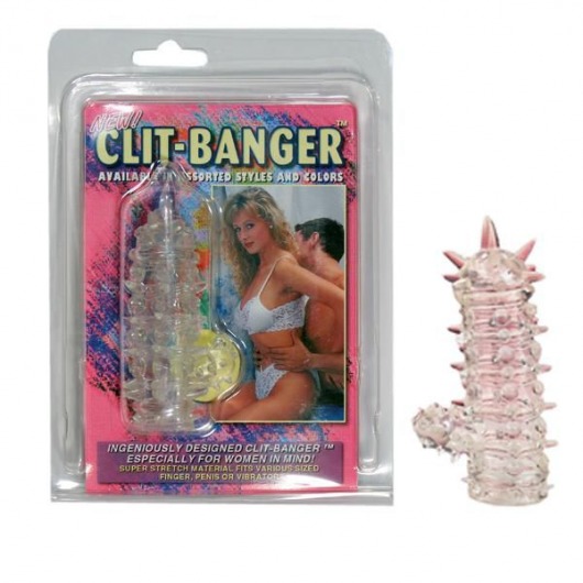 Прозрачная насадка с шипами и клиторальной шишечкой CLIT-BANGER SLEEVE IN CLEAR - Tonga - в Челябинске купить с доставкой
