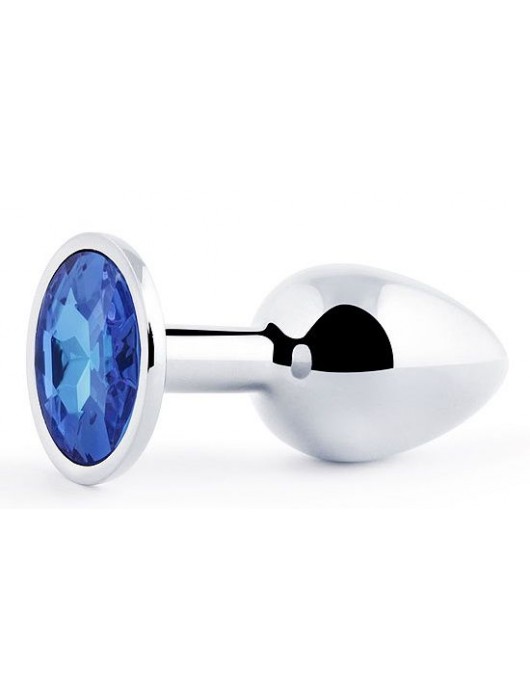 Анальное украшение BUTT PLUG  Small с синим кристаллом - 7 см. - Anal Jewelry Plug - купить с доставкой в Челябинске