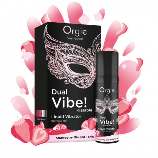 Съедобный жидкий вибратор Dual Vibe! со вкусом клубничного джина с тоником - 15 мл. - ORGIE - купить с доставкой в Челябинске
