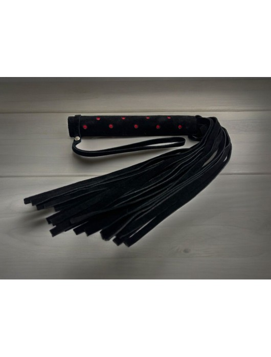 Черная замшевая плеть с красными точками на рукояти Red dot Princess - 43 см. - БДСМ Арсенал - купить с доставкой в Челябинске
