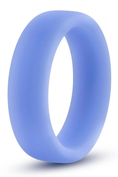Голубое люминесцентное кольцо Silicone Glo Cock Ring - Blush Novelties - в Челябинске купить с доставкой