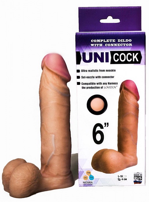 Насадка для страпона фаллической формы UNICOCK 6  - 18 см. - LOVETOY (А-Полимер) - купить с доставкой в Челябинске