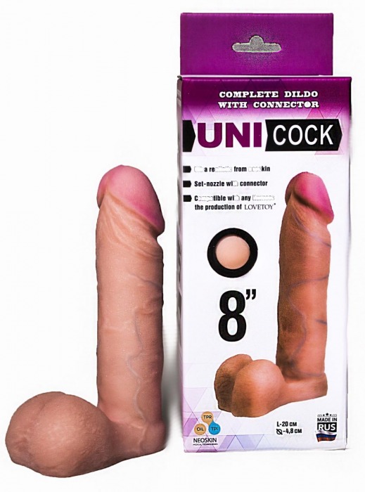 Фаллическая насадка для страпона UNICOCK 8  - 20 см. - LOVETOY (А-Полимер) - купить с доставкой в Челябинске
