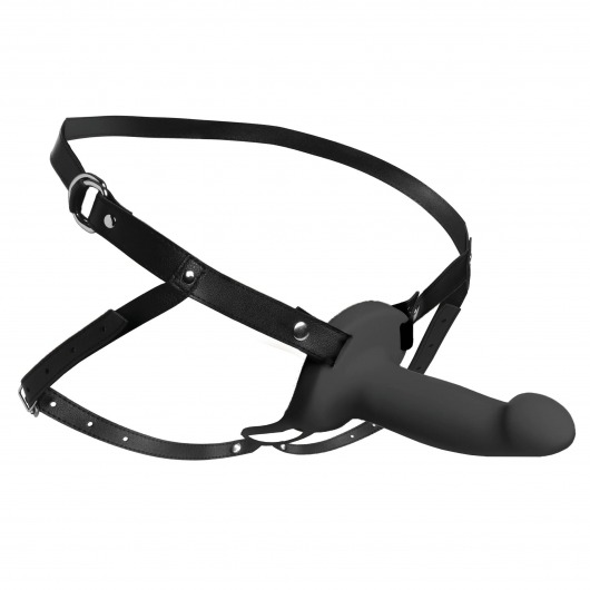 Черный полый страпон с вибрацией 2’’ Erection 28X Smooth Vibrating Silicone Penis Sheath - XR Brands - купить с доставкой в Челябинске