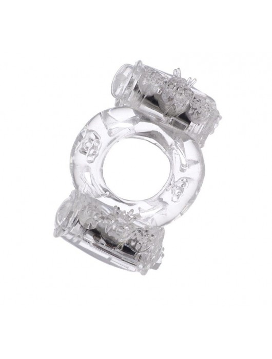 Прозрачное виброкольцо с двумя вибропульками - Toyfa Basic - в Челябинске купить с доставкой