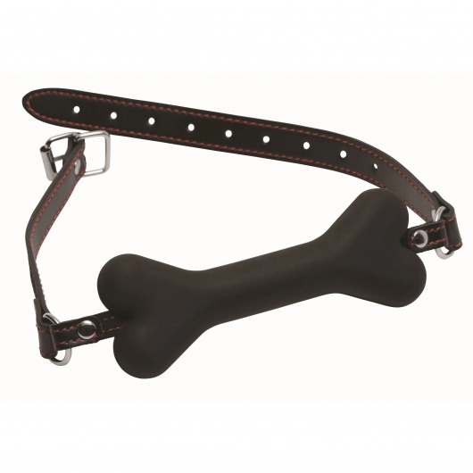 Черный кляп в форме косточки Hound Adjustable Dog Bone Gag - XR Brands - купить с доставкой в Челябинске