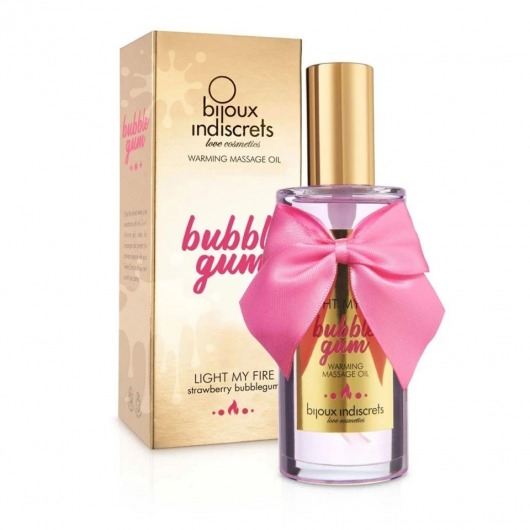 Разогревающее массажное масло Light My Fire Bubble Gum с ароматом бабл-гам - 100 мл. - Bijoux Indiscrets - купить с доставкой в Челябинске