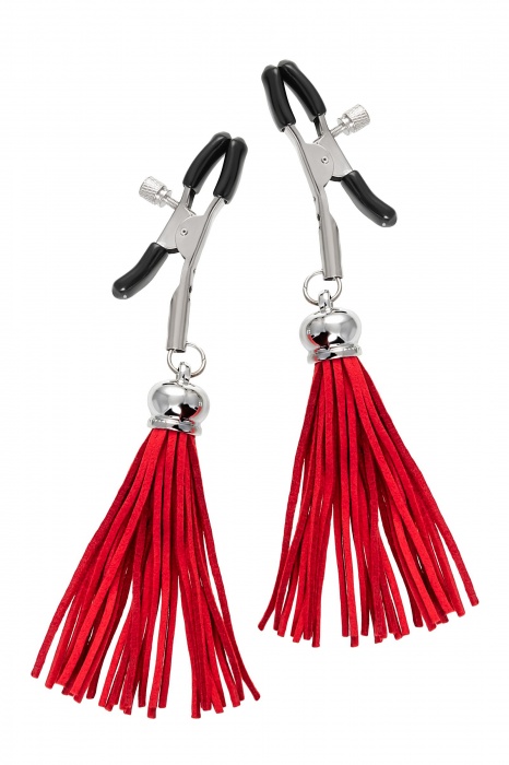 Зажимы на соски «Прищепки» с красными кисточками из замши - Pecado - купить с доставкой в Челябинске