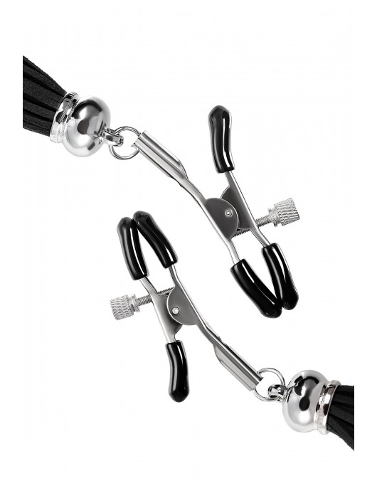 Зажимы на соски «Прищепки» с черными кисточками из замши - Pecado - купить с доставкой в Челябинске