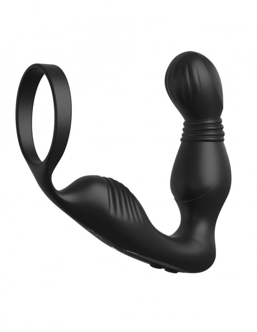 Черный вибростимулятор простаты с эрекционным кольцом Ass-Gasm Pro P-Spot Milker - Pipedream - в Челябинске купить с доставкой