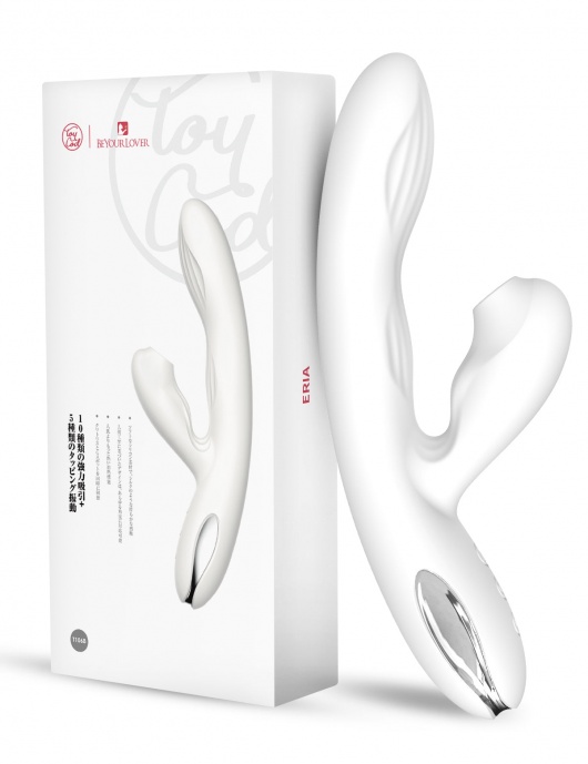 Белый вибратор-кролик Eria с вакуумной стимуляцией, функцией tapping и нагревом - 21,5 см. - BeYourLover
