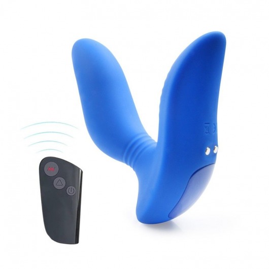 Синий вибромассажер простаты 3,5’’ Remote Control Curve P-spot Massager - 12 см. - Erokay - в Челябинске купить с доставкой