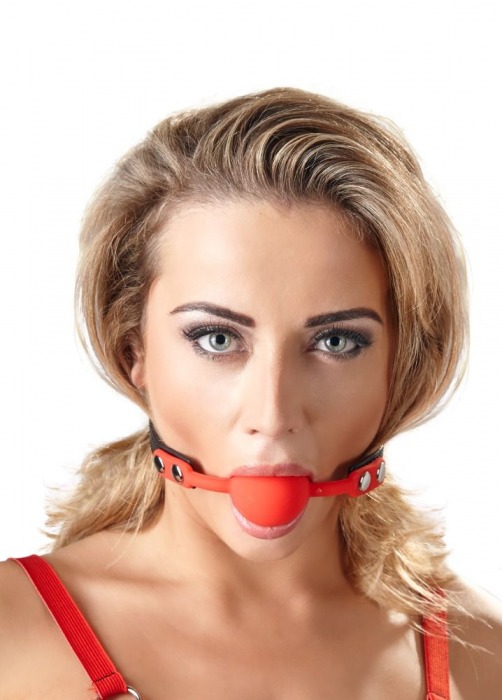 Силиконовый кляп-шар на чёрных ремешках Red Gag silicone - Orion - купить с доставкой в Челябинске