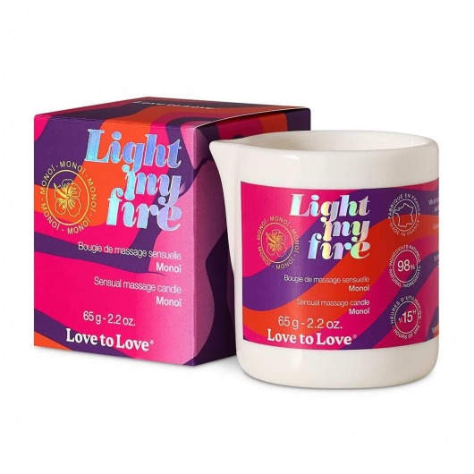 Массажная свеча Light My Fire с ароматом моной - 80 мл. - Love to Love - купить с доставкой в Челябинске
