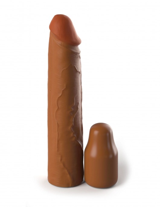 Коричневая насадка на член 2  Silicone X-tension - 20,3 см. - Pipedream - в Челябинске купить с доставкой