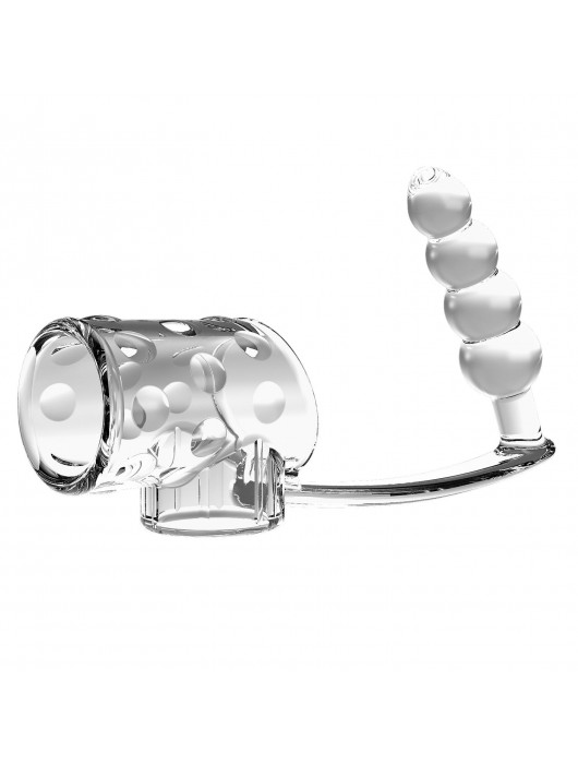 Прозрачная насадка на пенис и мошонку с анальным стимулятором Rilley - Baile - в Челябинске купить с доставкой