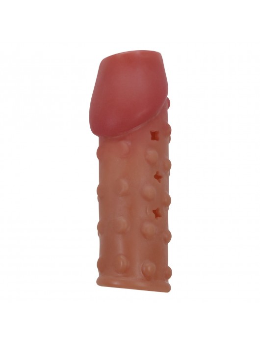 Телесная открытая насадка на пенис с бугорками - 19,8 см. - Baile - в Челябинске купить с доставкой