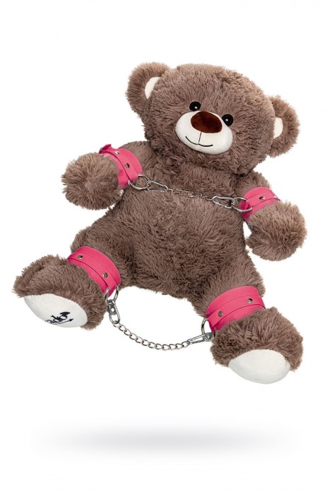 Бондажный набор: бурый мишка с розовыми оковами и наручниками - Pecado - купить с доставкой в Челябинске