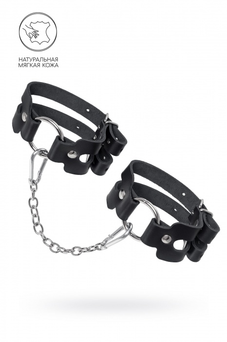 Черные кожаные оковы из двух ремешков - Pecado - купить с доставкой в Челябинске