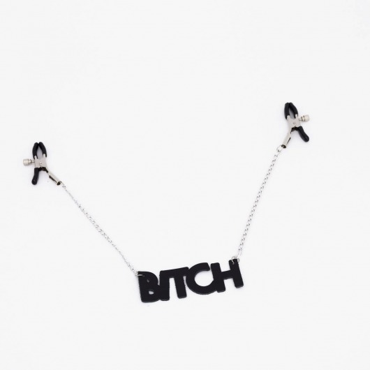 Зажимы на соски с кожаной подвеской Bitch - Crazy Handmade - купить с доставкой в Челябинске