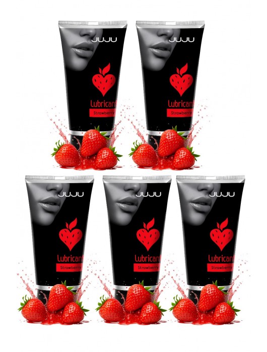 Набор из 5 съедобных лубрикантов JUJU со вкусом клубники - JuJu - купить с доставкой в Челябинске