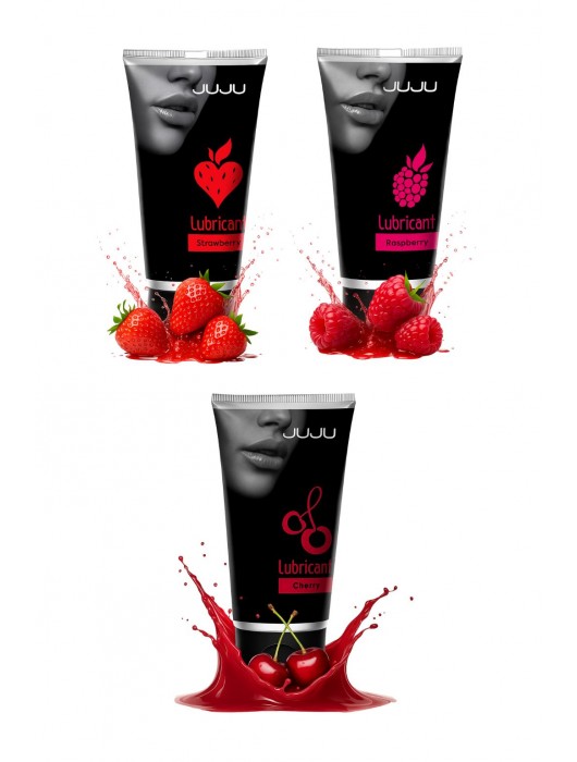 Набор из 3 съедобных лубрикантов JUJU (клубника, малина, вишня) - JuJu - купить с доставкой в Челябинске