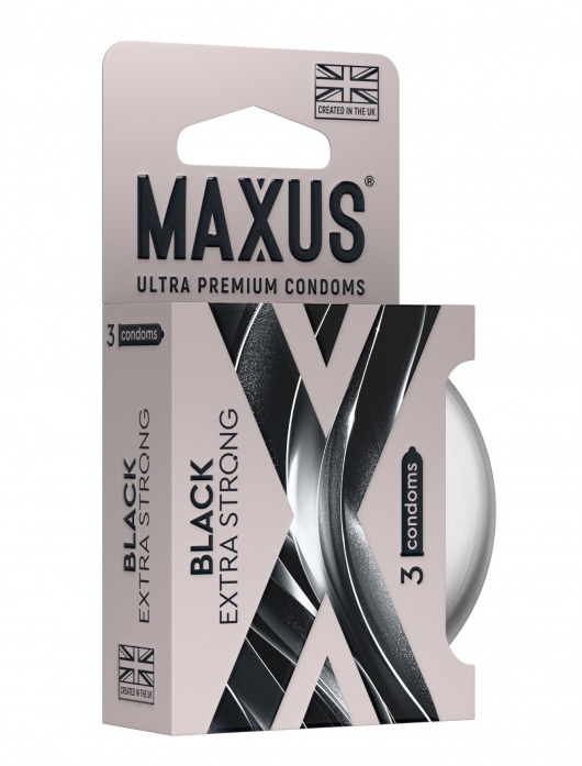 Черные утолщенные презервативы MAXUS Extra Strong с железным кейсом - 3 шт. - Maxus - купить с доставкой в Челябинске