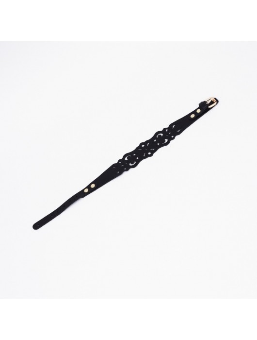 Черный ажурный чокер с золотистой фурнитурой - Crazy Handmade - купить с доставкой в Челябинске