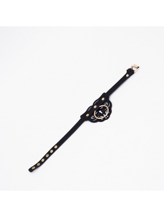 Черный чокер с клепками и золотистой фурнитурой - Crazy Handmade - купить с доставкой в Челябинске