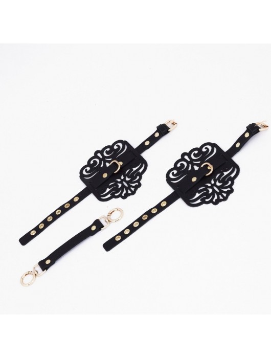 Черный фигурные оковы с золотистой фурнитурой - Crazy Handmade - купить с доставкой в Челябинске