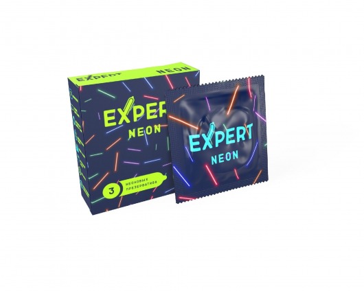 Светящиеся в темноте презервативы Expert Neon - 3 шт. - Expert - купить с доставкой в Челябинске