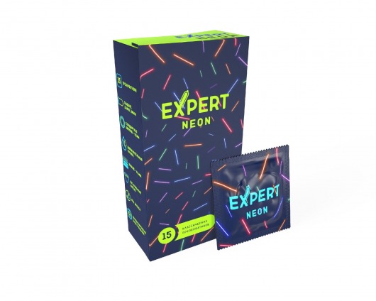 Светящиеся в темноте презервативы Expert Neon - 15 шт. - Expert - купить с доставкой в Челябинске
