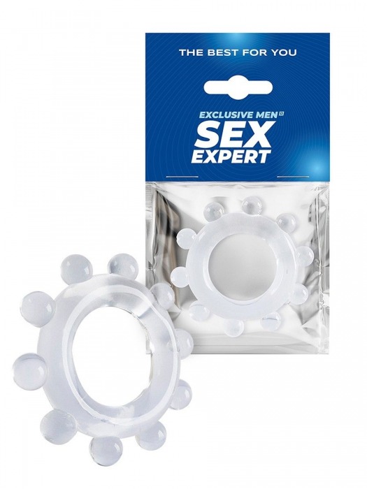 Прозрачное эрекционное кольцо со стимулирующими шариками - Sex Expert - в Челябинске купить с доставкой