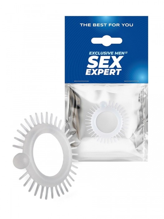 Эластичное эрекционное кольцо с шипиками и шариком - Sex Expert - в Челябинске купить с доставкой