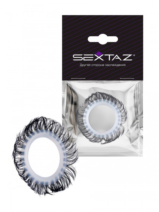 Эластичное эрекционное колечко с черными «ресничками» - Sextaz - в Челябинске купить с доставкой