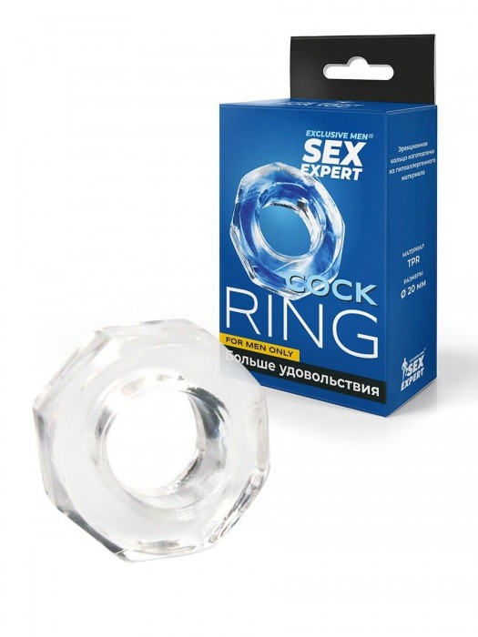 Прозрачное эрекционное кольцо в форме гайки - Sex Expert - в Челябинске купить с доставкой