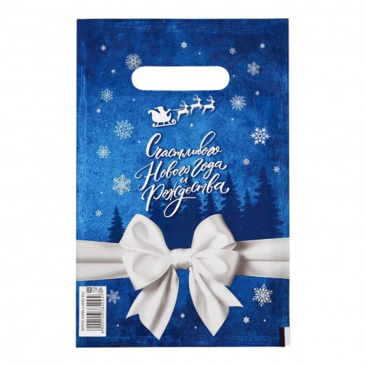 Сине-белый подарочный новогодний пакет с вырубной ручкой (20х30 см) - Сима-Ленд - купить с доставкой в Челябинске