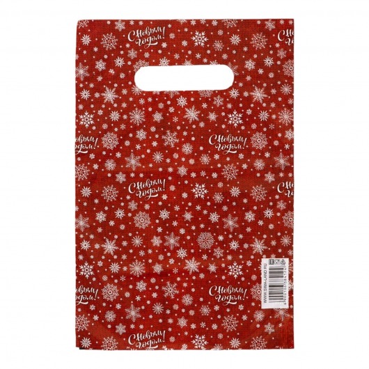 Красный подарочный новогодний пакет с вырубной ручкой (20х30 см) - Сима-Ленд - купить с доставкой в Челябинске