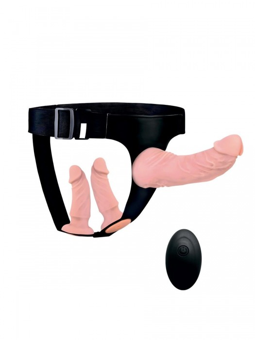Женский страпон с 3 насадками и вибрацией - Erowoman-Eroman - купить с доставкой в Челябинске