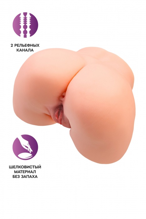 Телесный мастурбатор в форме попки с 2 любовными входами - No Name - в Челябинске купить с доставкой
