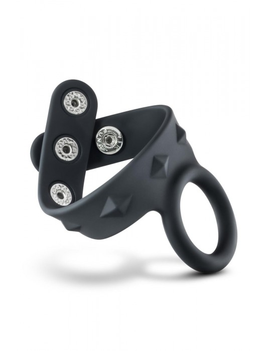 Черное эрекционное кольцо с подхватом мошонки на кнопках VS6 - Blush Novelties - в Челябинске купить с доставкой