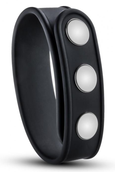 Черное эрекционное кольцо на кнопках - Blush Novelties - в Челябинске купить с доставкой