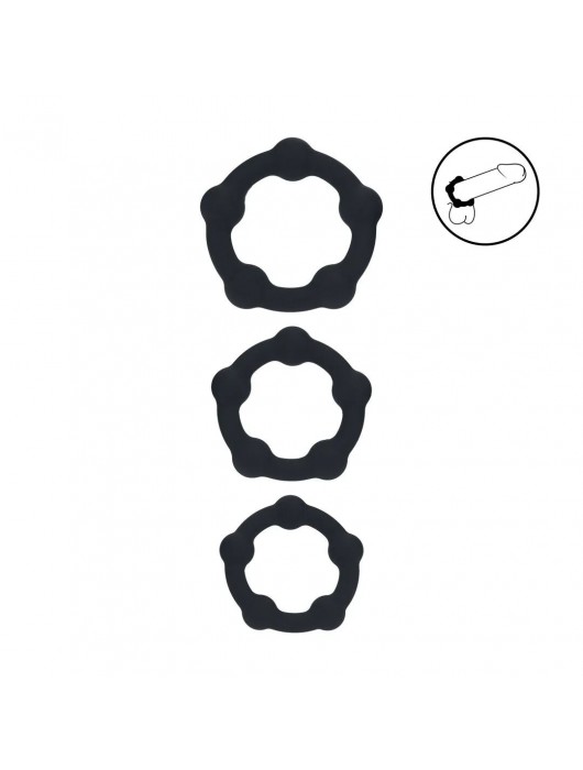 Набор из 3 эрекционных колец Beaded Silicone Cockring Set - Shots Media BV - в Челябинске купить с доставкой