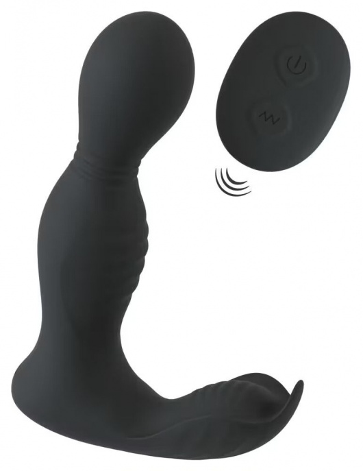 Черная анальная пробка с вибрацией, вращением и пультом ДУ RC Butt Plug with 2 Functions - Orion - в Челябинске купить с доставкой