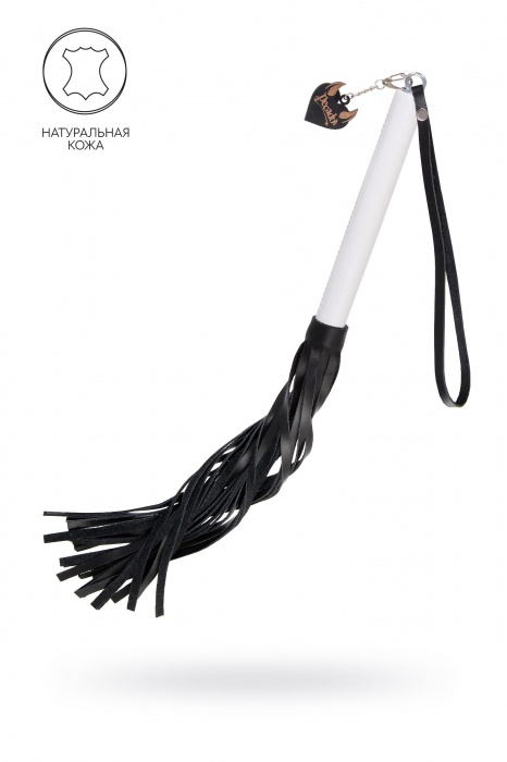 Плеть с белой рукоятью и чёрными хлыстами - 50 см. - Pecado - купить с доставкой в Челябинске